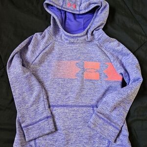 Under Armour Kids' Heathered Purple Hoodie with Pink Logo